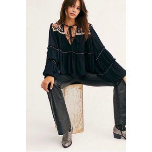 Free People In Vivid Embroidered Tiered Shirt
